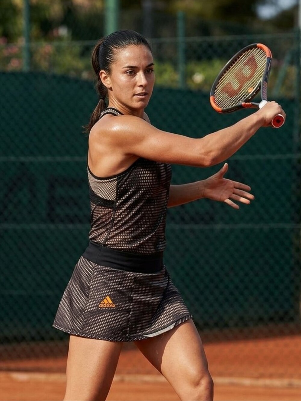 adidas Black with Orange Logo Tennis Dress Medium